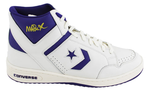 Lakers Magic Johnson Signed Right Purple & White Converse Weapon Shoe BAS Wit 3