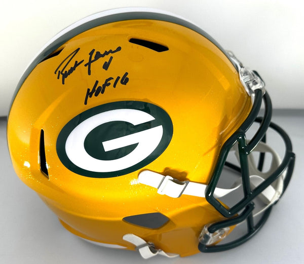 Packers BRETT FAVRE Signed Full Size Replica Speed Helmet AUTO w/ HOF 16 - JSA