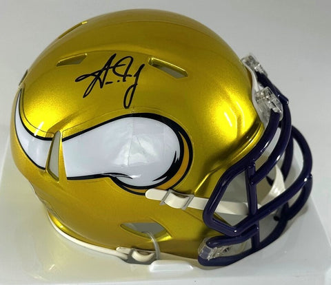 Vikings AARON JONES Signed Riddell FLASH Speed Mini Helmet AUTO - BAS
