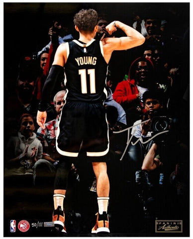 TRAE YOUNG Autographed Atlanta Hawks "Flex" 16 x 20 Photo PANINI LE 111