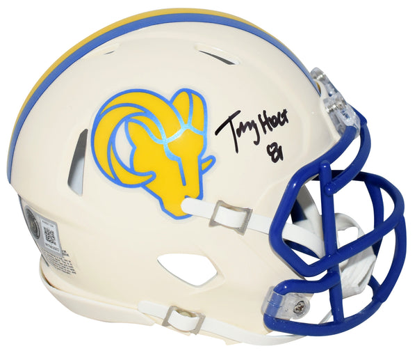 TORRY HOLT AUTOGRAPHED ST LOUIS RAMS RETRO SPEED MINI HELMET BECKETT