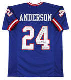 Ottis Anderson "SB XXV MVP" Authentic Signed Blue Pro Style Jersey BAS Witnessed