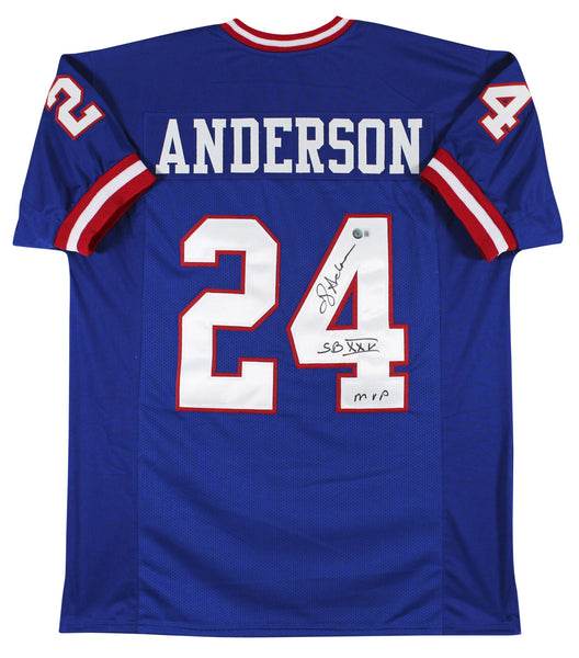 Ottis Anderson "SB XXV MVP" Authentic Signed Blue Pro Style Jersey BAS Witnessed