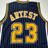Autographed/Signed Ron Artest Indiana Pinstripe #23 Jersey Beckett BAS COA