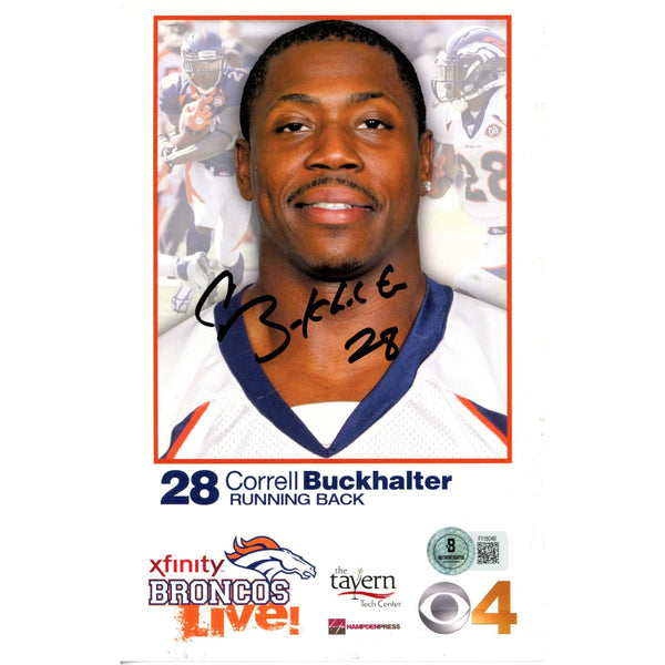 Correll Buckhalter Autographed/Signed Denver Broncos 5.5x8.5 Photo Beckett 59242
