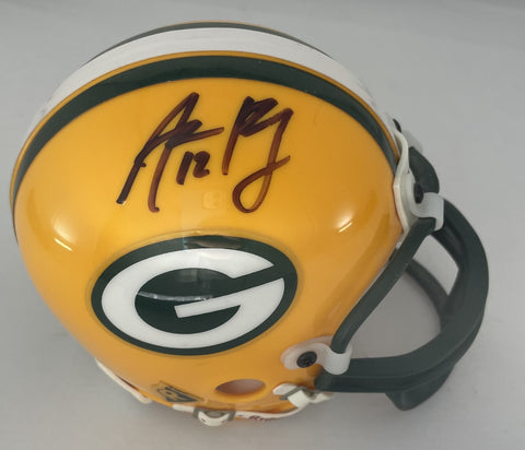 Packers Quarterback AARON RODGERS Signed VSR4 Throwback Mini Helmet AUTO - JSA