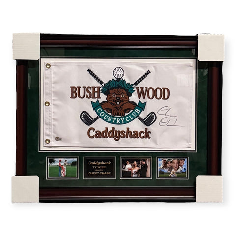 Chevy Chase "Caddyshack" Signed Autographed Bushwood Golf Flag Framed to 23x30