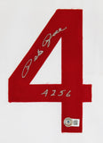Reds Pete Rose "4256" Authentic Signed White Pro Style Framed Jersey BAS 5