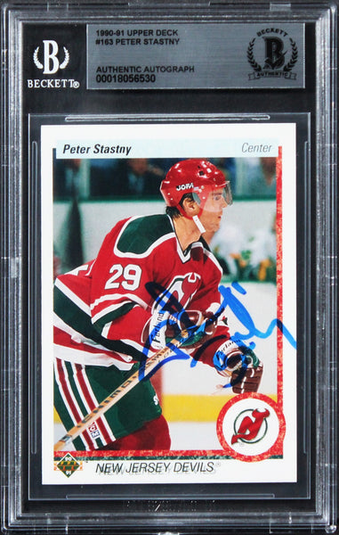 Devils Peter Stastny Authentic Signed 1990 Topps #334 Card BAS Slabbed