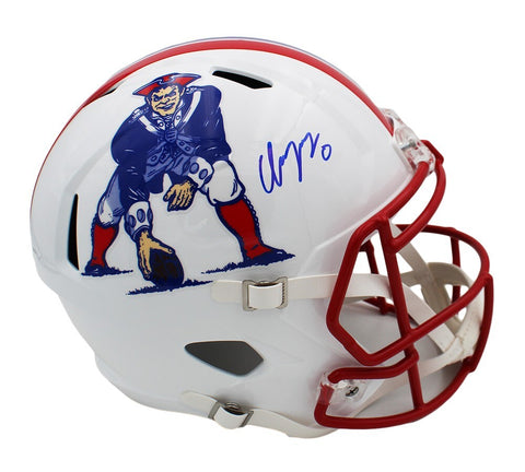 Christian Gonzalez Signed Patriots Speed Full Size TB 90-92 Red Facemask Helmet