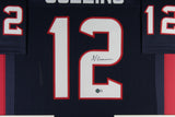 NICO COLLINS (Texans navy TOWER) Signed Autographed Framed Jersey Beckett