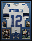 FRAMED DALLAS COWBOYS ROGER STAUBACH AUTOGRAPHED SIGNED JERSEY JSA COA