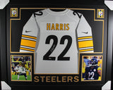 Najee Harris Autographed/Signed Framed Pro Style White XL Jersey FAN 38045