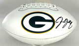 Packers JOSH JACOBS Signed White Panel Green Bay LOGO Football AUTO - BAS