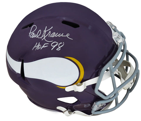 Paul Krause Signed Vikings T/B Riddell F/S Speed Replica Helmet w/HOF'98 -SS COA