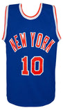 Walt Frazier (KNICKS) Signed Blue Custom Basketball Jersey - (SCHWARTZ COA)