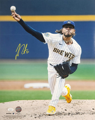 Brewers All Star Pitcher FREDDY PERALTA Signed 16x20 Photo #13 AUTO -- JSA