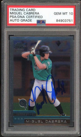 2000 Topps Chrome T40 Miguel Cabrera RC Marlins On Card PSA/DNA Auto GEM MINT 10