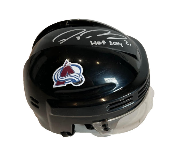Peter Forsberg Autographed & Inscribed Avalanche Black Mini Helmet | LSM COA
