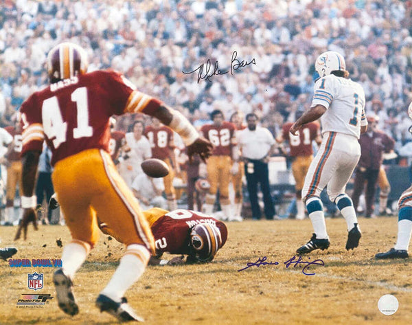 Garo Yepremian & Mike Bass Signed Dolphins Redskins SB VII 16x20 Photo -(SS COA)