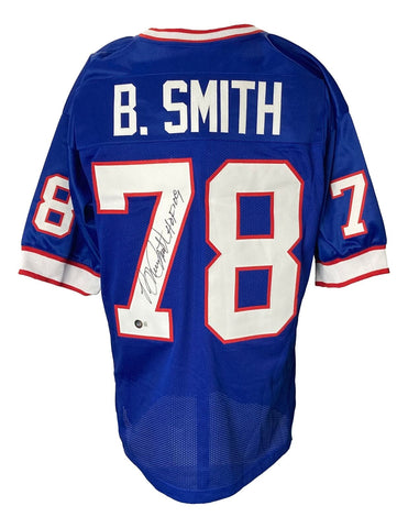Bruce Smith Signed Custom Blue Pro-Style Football Jersey HOF 09 BAS ITP
