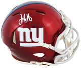 Giants Jalin Hyatt Signed Flash Speed Mini Helmet W/ Case BAS Witnessed