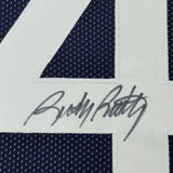 FRAMED Signed RUDY RUETTIGER 35x39 Notre Dame Blue Jersey JSA COA
