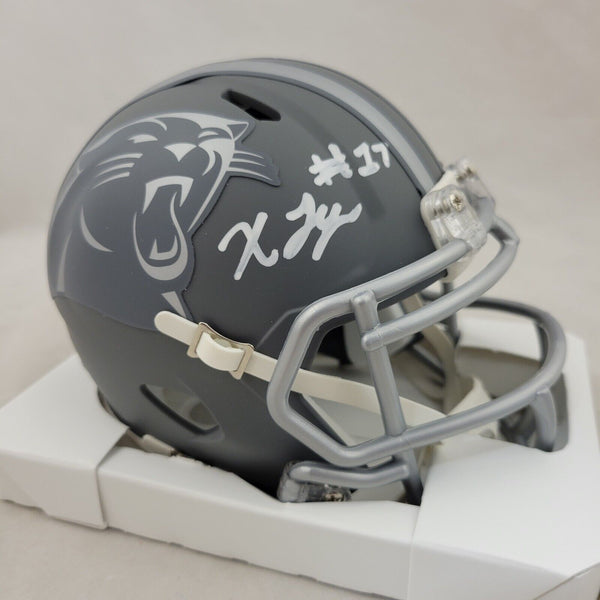 XAVIER LEGETTE SIGNED CAROLINA PANTHERS SLATE SPEED MINI HELMET BECKETT QR