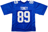 NEW YORK GIANTS KADARIUS TONEY AUTOGRAPHED BLUE JERSEY BECKETT BAS QR 201981