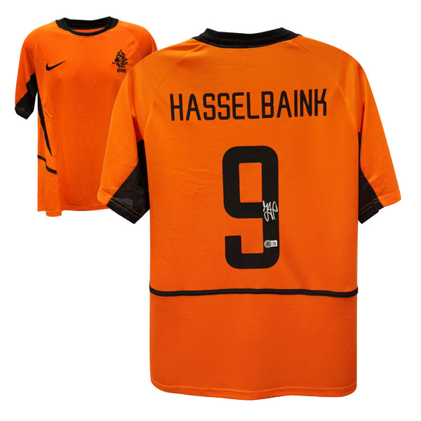 Jimmy Floyd Hasselbaink Signed The Netherlands Soccer Jersey #9 with Beckett COA