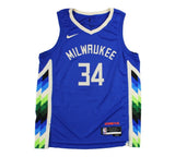 Giannis Antetokounmpo Signed Milwaukee Bucks Nike Swingman Blue NBA Jersey