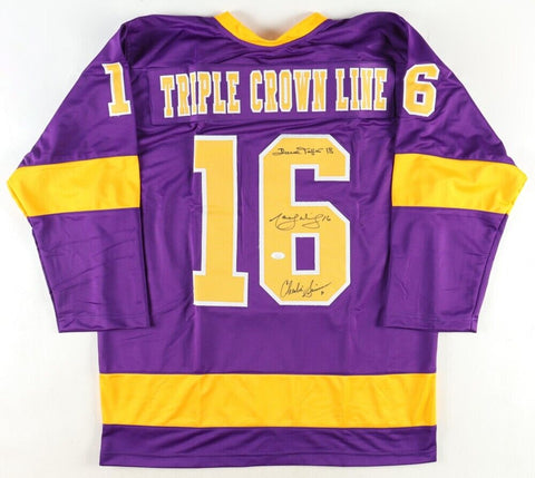 Charlie Simmer, Dave Taylor & Marcel Dionne Signed Los Angeles Kings Jersey /JSA
