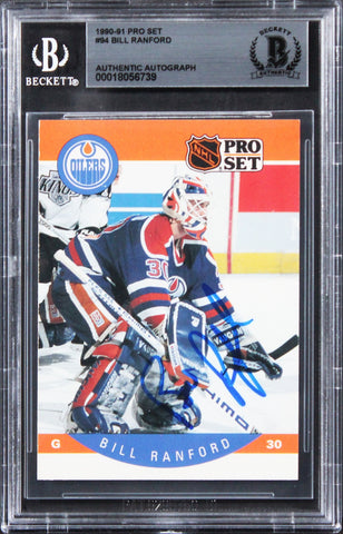 Oilers Bill Ranford Authentic Signed 1990 Pro Set #94 Card BAS Slabbed