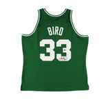Larry Bird Signed Boston Celtics Mitchell and Ness Green Jersey
