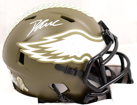 D'Andre Swift Signed Eagles Salute to Service Speed Mini Helmet- Beckett W Holo