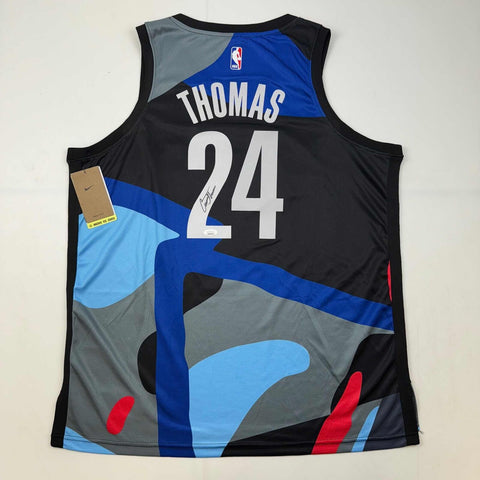 Autographed/Signed Cam Thomas Brooklyn City Black Basketball Jersey BAS COA