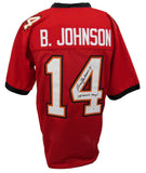 Brad Johnson Signed/Inscr Red Tampa Bay Buccaneers Football Jersey JSA 208159