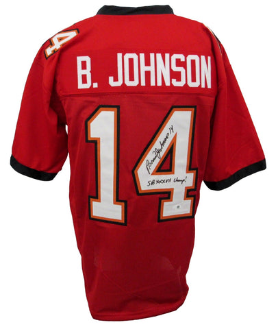 Brad Johnson Signed/Inscr Red Tampa Bay Buccaneers Football Jersey JSA 208159