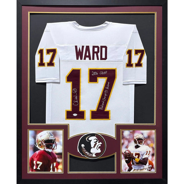 Charlie Ward Autographed Signed Framed White Florida State Jersey PSA/DNA