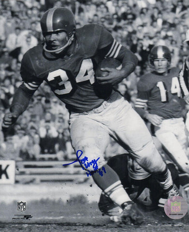 Joe Perry Signed 49ers B&W Action 8x10 Photo w/HOF'69- (SCHWARTZ COA)