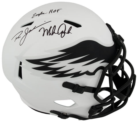 Ron Jaworski & Mike Quick Signed Lunar Riddell F/S Rep Helmet w/HOF - (SS COA)
