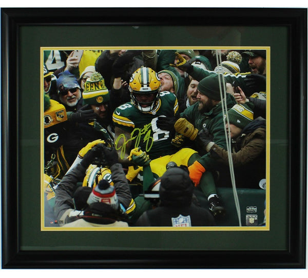 Josh Jacobs Signed Green Bay Packers Framed 16x20 NFL Lambeau Leap Photo