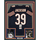 FRAMED Autographed/Signed EDDIE JACKSON 33x42 Chicago Blue Jersey JSA COA Auto