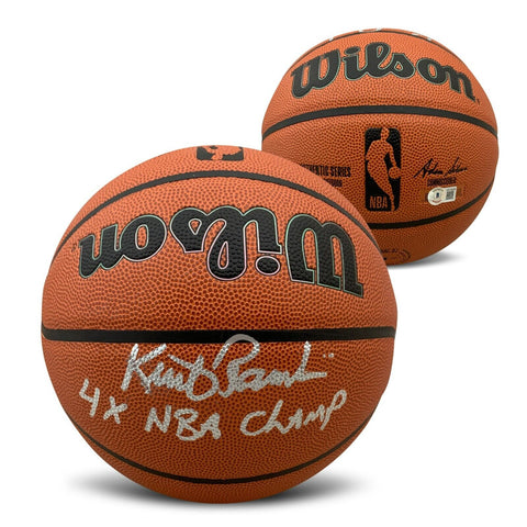 Kurt Rambis Autographed NBA Full Size Replica Basketball 4 x CHAMP Beckett COA