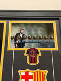 Lionel Messi FC Barcelona Framed Photo & Pin Collage with Laser Autograph 14x18