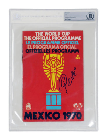 Pele Signed Mexico 1970 World Cup Official Soccer Program - BGS Authentic