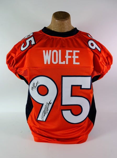 Derek Wolfe Autographed Broncos Custom Orange Jersey w/ Inscription JSA COA