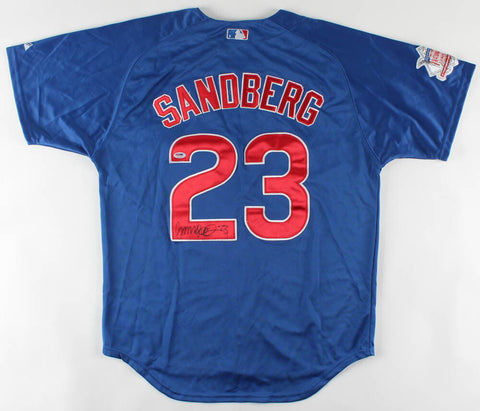 Ryne Sandberg Signed Chicago Cubs Majestic Jersey (PSA QR) HOF / 2nd Baseman
