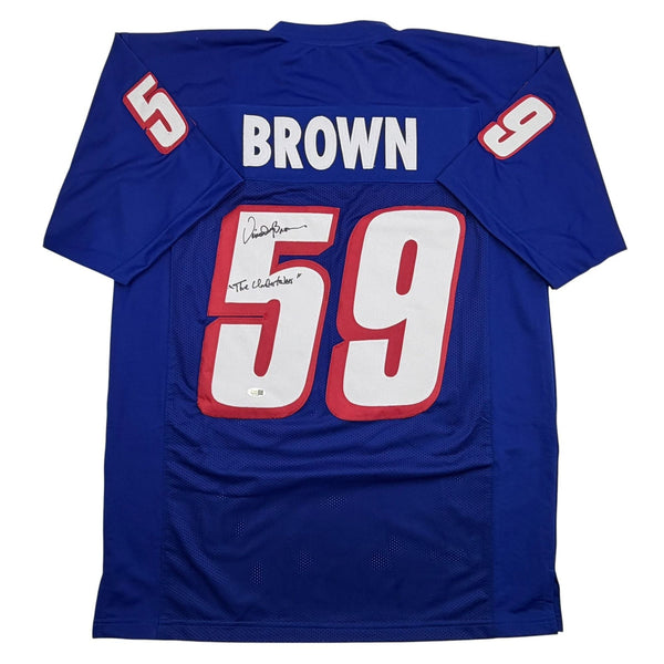 Autographed/Signed Vincent Brown New England Blue Football Jersey JSA COA
