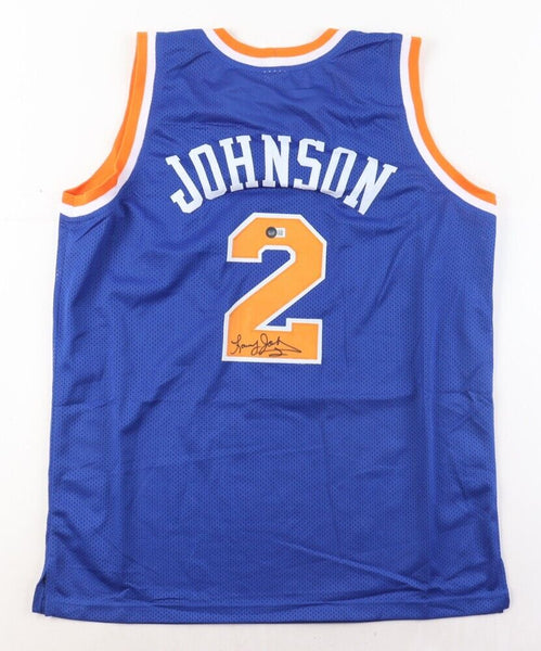 Larry Johnson Signed New York Knicks Jersey (Beckett) #1 Overall Pk 1991 Draft